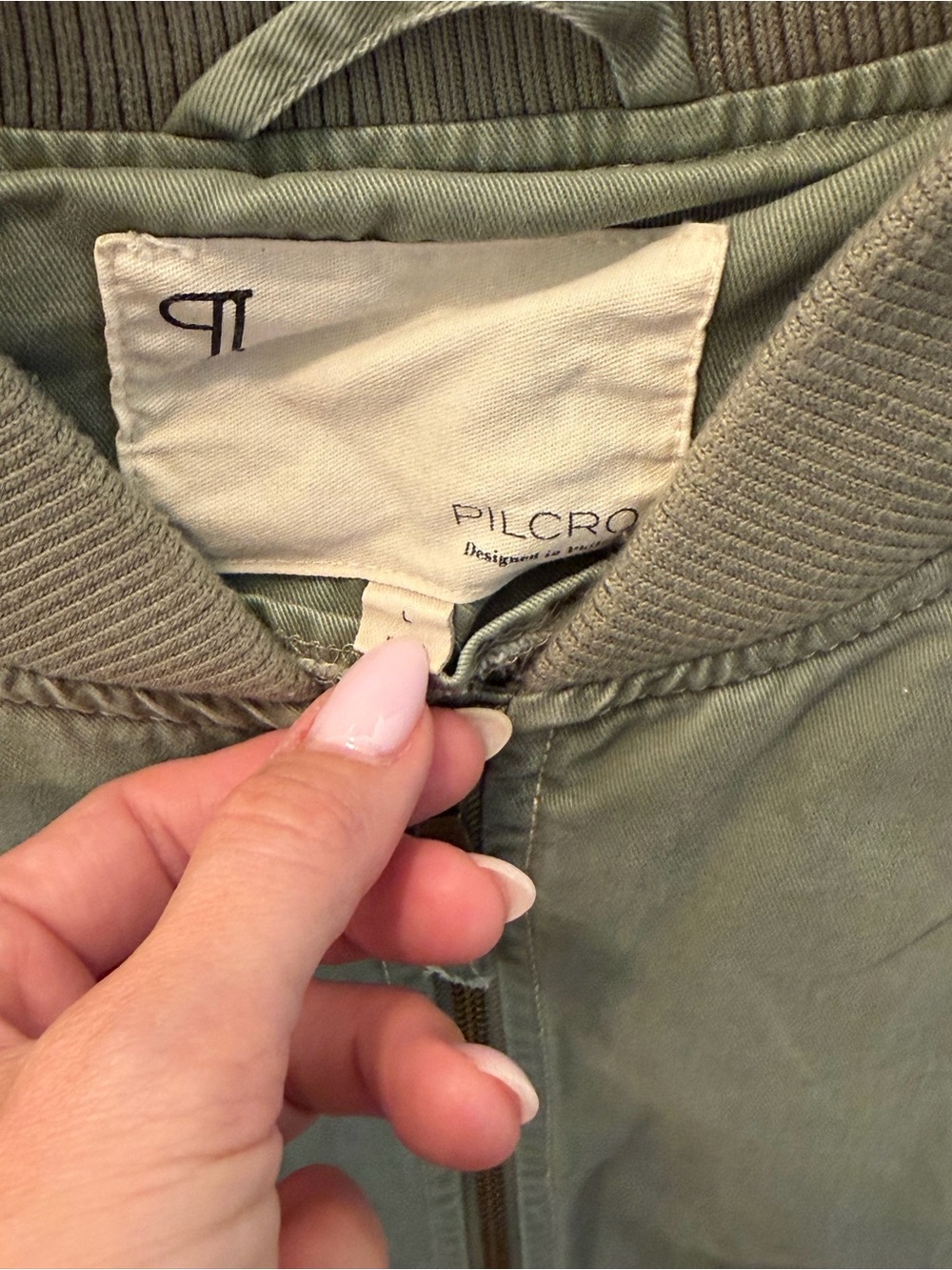 Pilcro Bomber Jacket in Sage Green - Picture 3 of 3